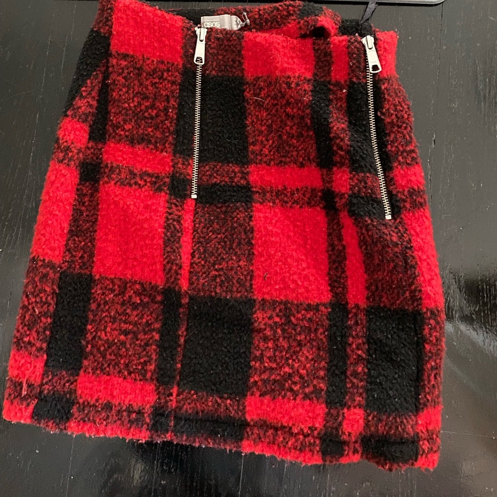 ASOS plaid red & black skirt